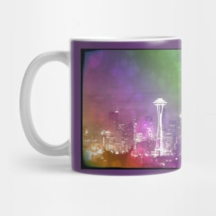 Downtown Seattle Rainbow Bokeh Mug